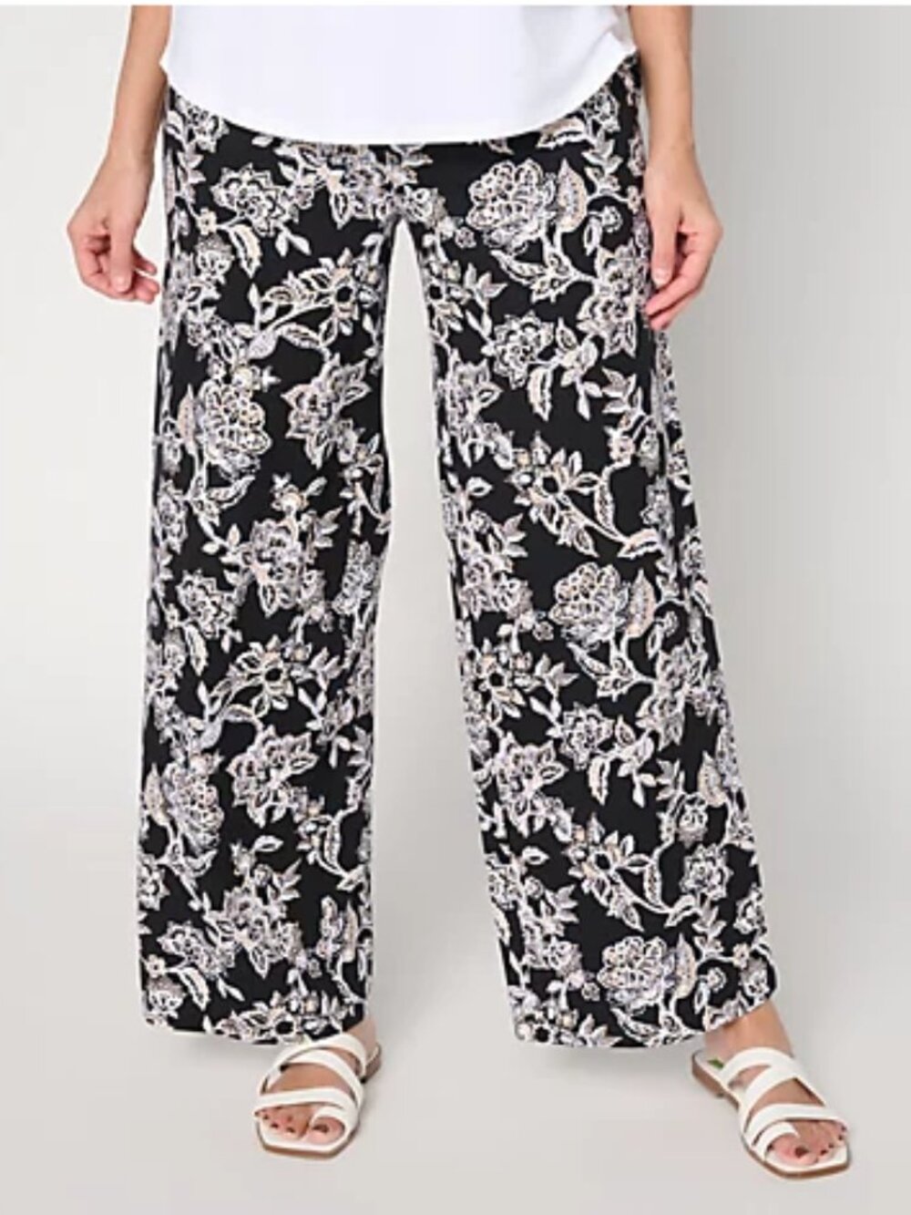 Denim & Co. Regular Beach Jersey Full Length Wide Leg Pants - Size: XL - NIP